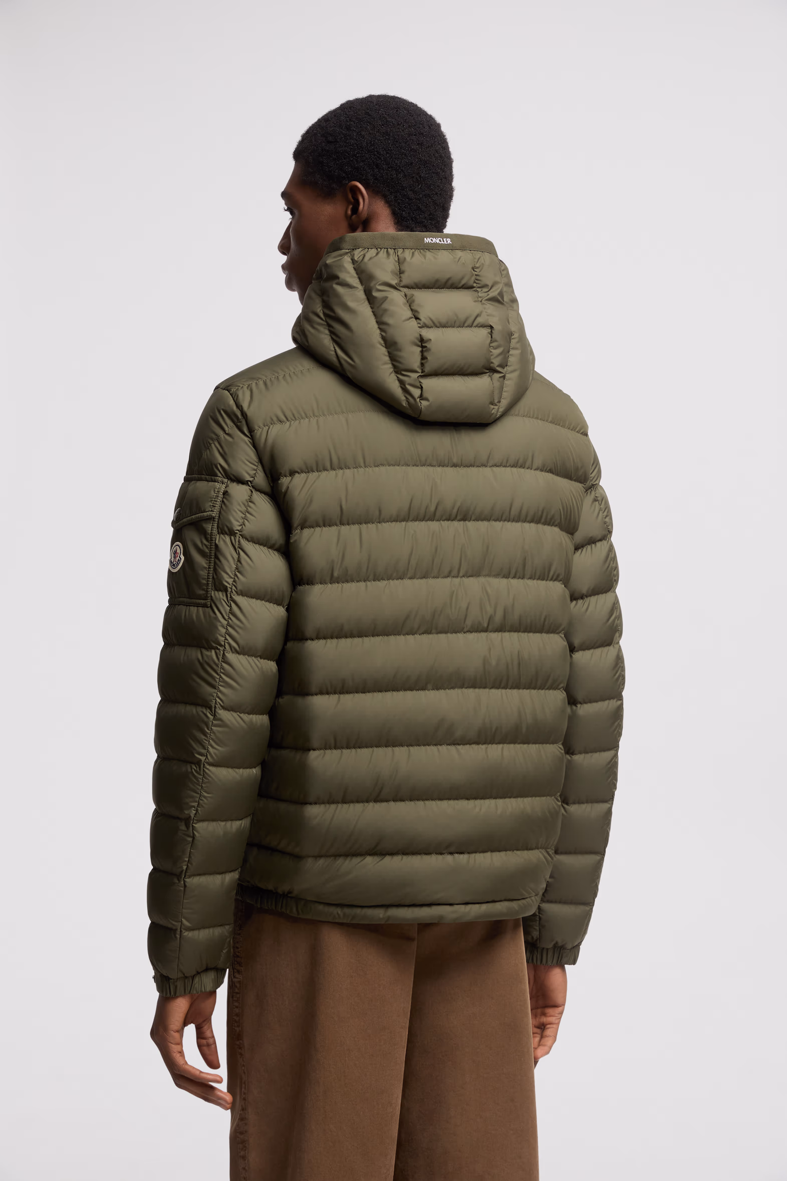 Galion Hooded Short Down Jacket Men Olive Green Moncler 5